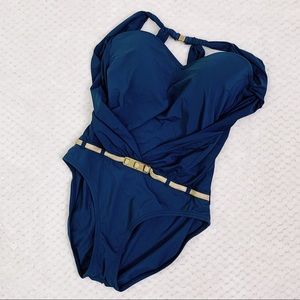 Bleu Rod Beattie One-Piece Blue Halter Swimsuit